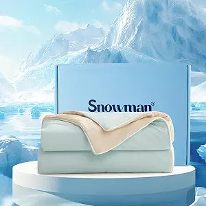 SNOWMAN Cooling Comforter Queen Size Double-Sided, Soft Cooling Blanket for Hot Sleepers, Cold Touch Fabric Summer Quilt, Lightweight Q-Max>0.4 Silk Smooth (Green/Butter, 90"x90")