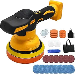 Cordless Buffer Polisher for Dewalt 20V Battery, 6 Inch Car Polisher with 8 Variable Speed, Portable Orbital Buffers and Polishers Kit for Car Detailing, Waxing, Polishing (Battery Not Include)