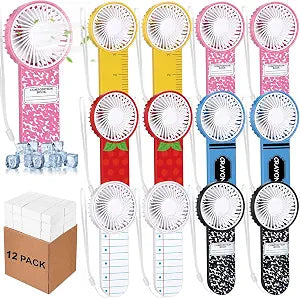 VIHOSE 12 Pcs Mini Handheld Fans Bulk Back to School Gifts Teacher Appreciation Gifts Electric Portable Hand Held Fans Battery Powered for Outdoor Summer Party Favor
