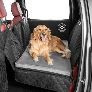 Ruff Liners Standard Dog Bed for Car Back Seat, Gray As Seen on Shark Tank Fits Standard Seat Extender Non-Slip Base, Waterproof, Machine-Washable Dog Mat for Car with Rebound Foam Comfort