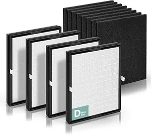 Idylis Air Purifier Replacement Filter D for Filtrete and Idylis Air Purifier IAP-10-280 IAP10280 AC-2118 AC-2123 and Idylis Air Purifier Filters IAF-H-100D, 4 HEPA Filter & 4 Extra Carbon Pre-filter