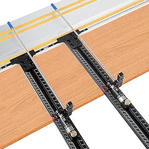 Track Saw Parallel Guide System with Micro-Adjustable Flip Stop & Zero Calibration Repeatability for Rip Cuts, Compatible with Fes-tool, Ma-kita, Milw-aukee Track Rails