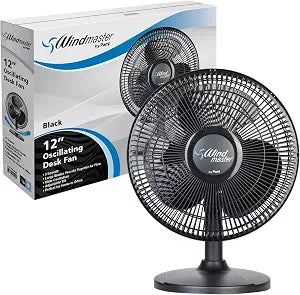 PAMI 16 in Oscillating Desk Fan,3 Speed,Adjustable Tilt,Portable,Black