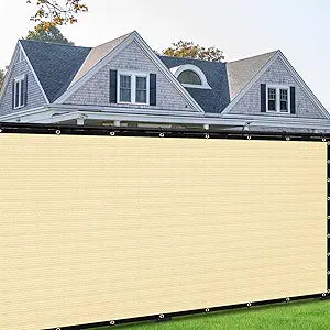8' x 50' Beige Privacy Screen Fence Cover Heavy Duty Fencing Mesh with Zip Tie for Deck, Patio, Backyard, Outdoor Pool, Porch, Railing - We Can Make Custom Sizes