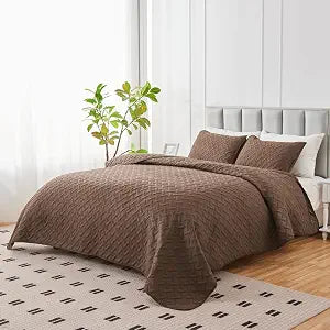 U-NICE HOME Reversible Full Queen Quilt Bedding Set, Chocolate