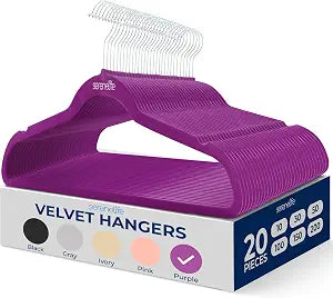 SereneLife Velvet Hangers 20 Pack, Slim & Space Saving for Closets
