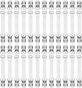 Boao 24 Pcs Bed Sheet Clips Straps Heavy Duty Adjustable Fasteners Elastic Fitted Bed Holder Mattress Corner Sheet Fasteners for Home Room Couch Supplies(White,8-12inch)