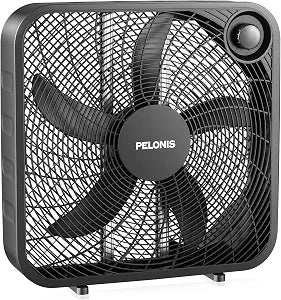 PELONIS 20 Inch Box Fan for Bedroom 3 Speeds, 25ft/s, Floor Fan, Window Fan, Table Fan, Desktop Fan with Superior Air Throw (2295 CFM), Lightweight, 5 Blades, suitable for Office, Living Room, Garage