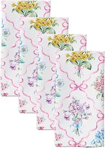 Lenox Bouquet Ribbon Napkins, Set of 4, Multicolor, 19" W x 19" L