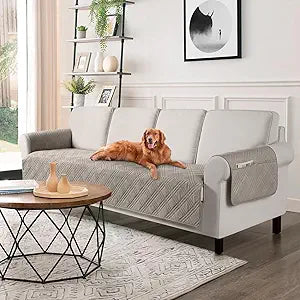 TAOCOCO Waterproof Oversized Sofa Covers for Pets Without Back Cover, Couch Seat Covers with Pocket for 4 Cushion Sofa Washable Dog Couch Protector Sofa Slipcovers(Oversized Sofa, Light Brown)
