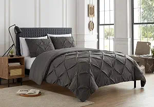 Sweet Home Collection 3 Piece Comforter Pintuck Pinch Pleat Design Soft Luxurious All Season Set(Pack of 1)