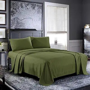 Pure Bedding Twin Sheet Set - 1800 Ultra-Soft Microfiber Bed Sheets - Double Brushed - Deep Pockets - Easy Fit - Extra Soft - 3 Piece Set - Bedding Sheets & Pillowcases (Twin, Olive Green)