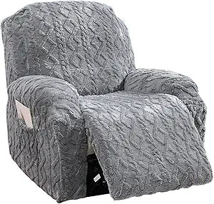 Eco-Ancheng Recliner Slipcovers 4-Pieces Recliner Chair Covers Lazy Boy Chair Covers Stretch Recliner Couch Covers Fitted Non Slip Reclining Slipcovers Furniture Protector for Recliner with Pocket,t27