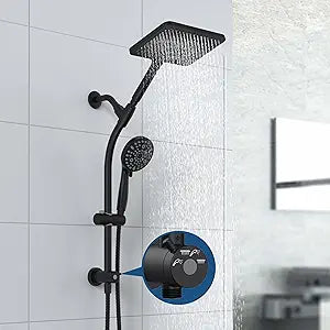 Rain Shower Head with Handheld High Pressure rainfall Shower Heads with Handheld Spray Combo,Black