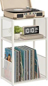 VASAGLE 3-Tier Record Player Stand, Vinyl Record Storage up to 100 Albums