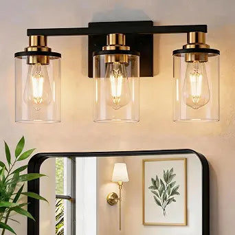 DORESshop Bathroom Light Fixtures Over Mirror, Black and Gold Vanity Lights