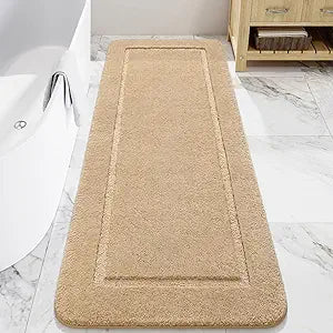 LOCHAS Bathroom Rugs, 24" x 70" Long Bath Rug, Non Slip Washable Bathroom Runner Rug Soft Thick Absorbent Bath Mat for Shower, Shaggy Plush Luxury Large Bath Rug, Beige