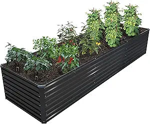 DIIYIV Galvanized Raised Garden Bed Kit Outdoor Patio,12x2x2ft Large Rectangular Metal Planter Boxes,Deep Root Box Planter for Gardening,Vegetables,Flowers,Herbs-Black