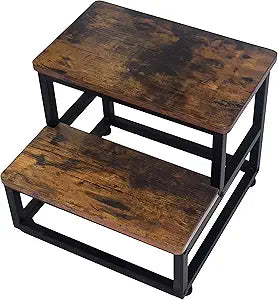 SZLHANJZ Step Stool, Multi Purpose Step Stools for Kids Adults, Round Corner Bed Step Stools for High Beds, Dog Steps Portable Stepping Stool for Bedroom Kitchen, Load 500 LB, Rustic