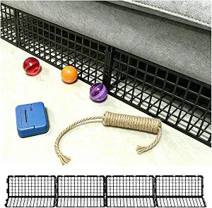 8 Pack Under Bed Blockers for Pets Easy to Install Black Plastic Under Couch Blocker (6.5" H X 14.5" L) Prevents Dogs, Cats, Toys from Getting Under Sofa or Furniture