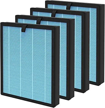 SAKEGDY MJ005H Replacement Filter, Compatible with POMORON MJ005H Purifier, 4-in-1 Main Filter, Activated Carbon, Part # ΓMJ005H-RF (4 Pack)