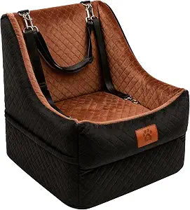 Dog Booster Car Seat for Small to Medium Dogs Up to 35 lbs, Elevated Pet Car Seat with 2 Safety Belts, Detachable Washable Cover, Non-Slip Stable Base, Front/Back Seat Travel Booster