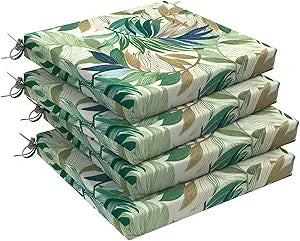 DYTXIII Set of 4 Outdoor Chair Cushions, Water Resistant 18.5"x16"x2" Square Seat Cushion for Patio Dining Chairs, High-Density Replacement Pads for Indoor Outdoor Furniture - Lush Leaf Green