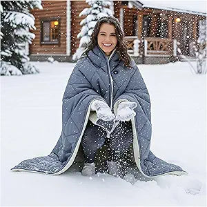 Heated Blanket Battery Operated,12V Cordless heating pad with 15000 battery,Heated Shawl Throw Blanket,Wearable Heated Blanket,Sherpa Lining,3 Heating Set for Car,Camping,Backpacking,Hiking,Travel