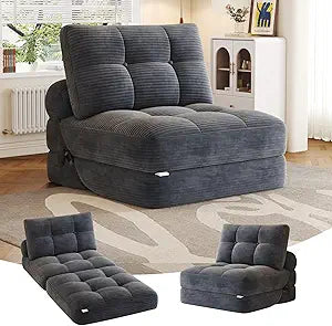Folding Sofa Bed, Convertible Sleeper Chair with Pillow Foldable Mattress with Back Support