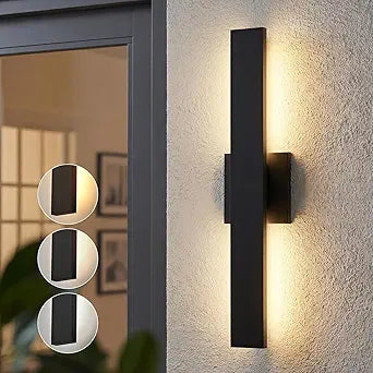 Upgraded 23.6''H Modern LED Outdoor Wall Lights 3000K 4000K 5000K Dimmable Black Exterior Wall Sconce Long Outside Light fixtures for House Garage Front Door