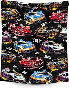 Boys Blanket Racing Car Blankets Gifts for Kids Teens - Plush Cozy Flannel Large Throws for Couch (50"x60")
