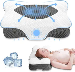 Anvo Cervical Pillow for Neck Pain Relief - Neck Pillows for Pain Relief Sleeping - Pillow for Neck and Shoulder Pain - Ergonomic Design for Side Back Stomach Sleeper-Grey Queen Firm