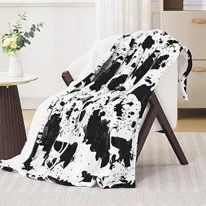 Electric Blanket Twin Size - Reversible Sherpa & Flannel, 62" 84" Heated Throw Blanket with 6 Heat Settings & 1-12H Timer, Machine Washable, Warm Gift for Women, Black Cow Print