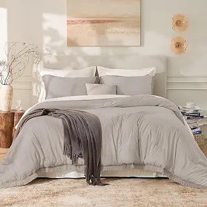 Andency Comforter King Heather Grey, 3 Pieces Boho Winter Bedding