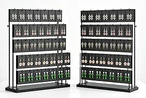 ORLESS Jewelry Display for Vendors, Earring Display Stand for Selling, Necklace Display Stands, Earring Cards for Selling Bracelets, Jewelry Towers, Black, 2 pcs