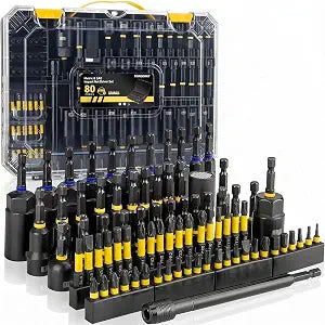 80 Pcs Magnetic Nut Driver Set & Impact Socket Set, Master S2/Cr-V Drill Sockets with Metric & SAE, 1/4" Hex Shank Bits, Extension Holder, Heavy-Duty Organizer Case, Tools Gift for Men