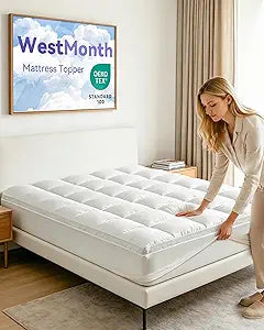 Queen Mattress Topper - Premium Quilted 1000gsm Luxury Extra Thick Mattress Topper, Thick Pillow Top Mattress Topper with Deep Pocket (8"-21") Breathable & Fluffy Soft (White, Queen)