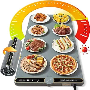 Warming Mat for Food extra large, Food Warmer Chafing Dishes for Buffet, 31.6"x15" Foldable Food Warming Mats for Countertops, Sourdough Warmer, Tortilla Warmer, 9-Level Temp 6-Hour Timer