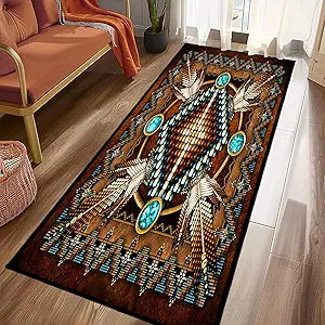 Southwestern Runner Rug 2x6,Rustic South Western Aztec Tribal Native American Indian,Vintage Throw Accent Area Rug Non Slip Washable Runner Carpet for Entryway Hallway Kitchen Laundry Bathroom Bedroom