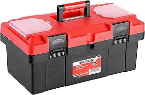 MAXPOWER 17 inch Tool Box, Small Plastic Toolbox with Handle, Removable Tray and Lockable Latches