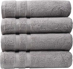 SOFE H&L | Olea Luxury Cotton Turkish Bath Towels Set of 4 Cool Gray | Premium, Soft, Durable, Absorbent | Hotel Quality Plush Towels and Thick Towel Sets