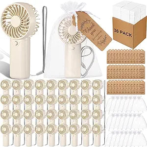 Mudder 36 Set Wedding Mini Handheld Fans Bulk, Portable Personal Small Fans Bulk for Wedding Guest Gifts, Bridesmaid Thank You Presents, Engagement Bridal Shower Favors (White)