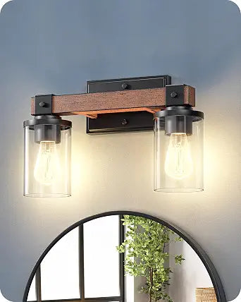 EDISHINE 2-Light Painted Wood Wall Sconces, Farmhouse Vanity Light Fixture