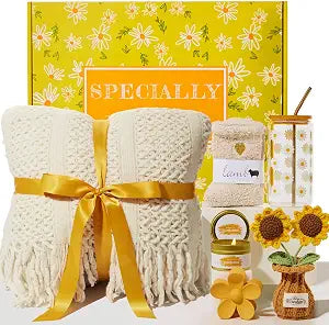 Birthday Gifts for Women, Christmas Self Care Get Well Gifts Baskets for Women, Sending Sunshine Sunflower Care Package, Thinking of You Thank You Inspirational Gift for Friend, Mom, Sister, Wife