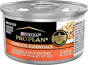 Purina Pro Plan High Protein Cat Food Complete Essentials Wet Gravy, Chicken and Rice Entree - (Pack of 24) 3 oz. Pull-Top Cans
