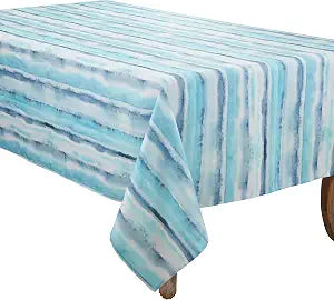 SARO LIFESTYLE Watercolor Design Tablecloth, Blue, 65"x84"