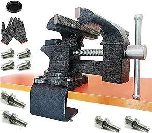 MYTEC 2-In-1 Bench Vise Heavy Duty for Workbench, 6.0" black, Upgraded Multi-Purpose Table Vice, Universal Rotate 270Work Clamp-On Vise
