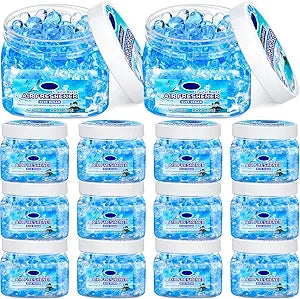 12 Pcs Air Freshener Bulk Odor Gel Eliminator Beads 8 oz Long Lasting Air Freshener Beads Eliminates Odors in Home Bathrooms, Cars, Boats, Rvs and Pet Areas(Ocean)