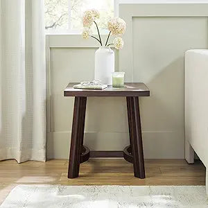 Walker Edison Colt Modern Farmhouse Solid Wood Square Side Table, 18 Inch, Espresso