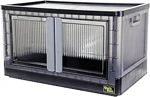 dbest products Quik Box - 19 Gallon Stackable Storage Bins with Doors, Collapsible Organizer Foldable Container, for Bedroom Living Room Neat, Tidy Dorms and Organized Homes, Boxes